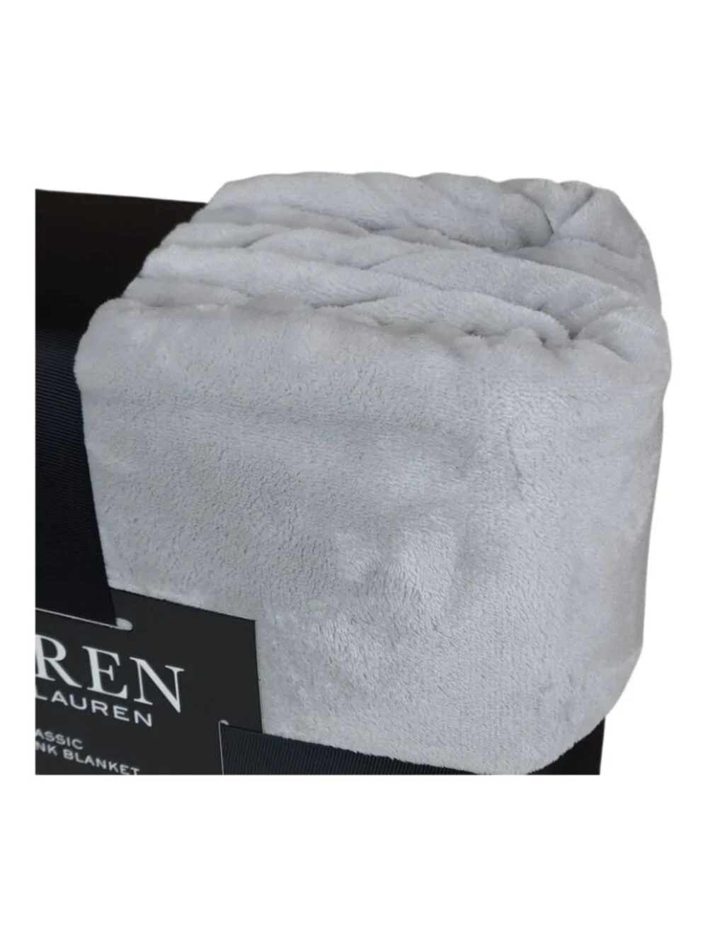 Lauren Ralph Lauren Classic Micromink Blanket Queen 90x90 Luxuriously Soft Gray